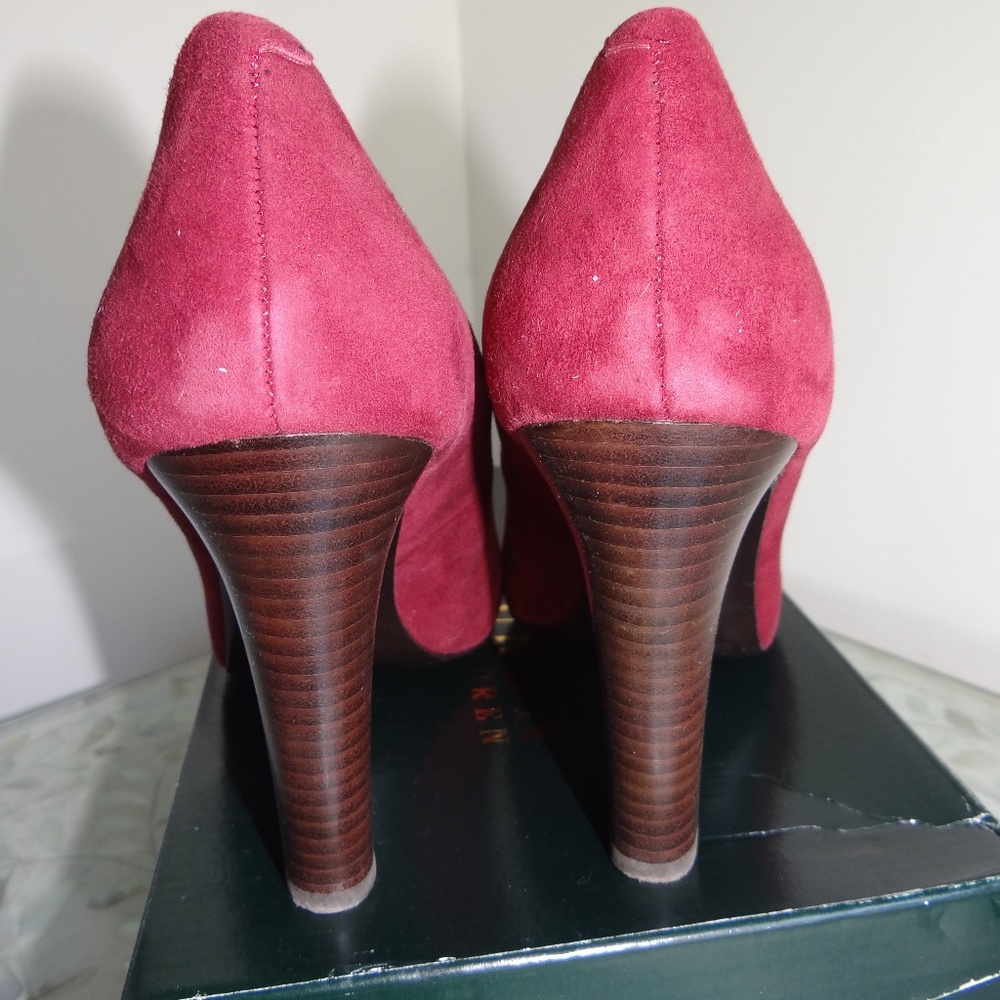 Ralph Lauren red suede leather pumps NEW 9.5 - Picture 5 of 5